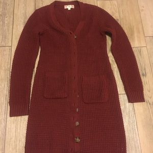 SOLD🚫🚫🚫 Burgundy Pink Rose Cardigan